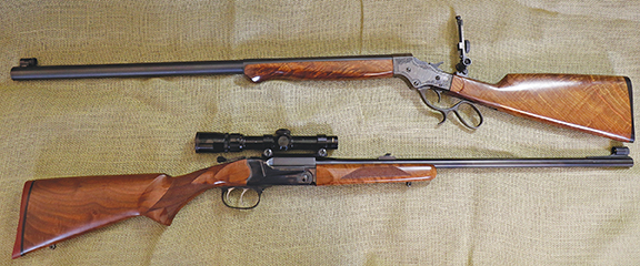 The two rifles used for testing, (upper) the Stevens 44 and (lower) the Thompson/Center rifle.